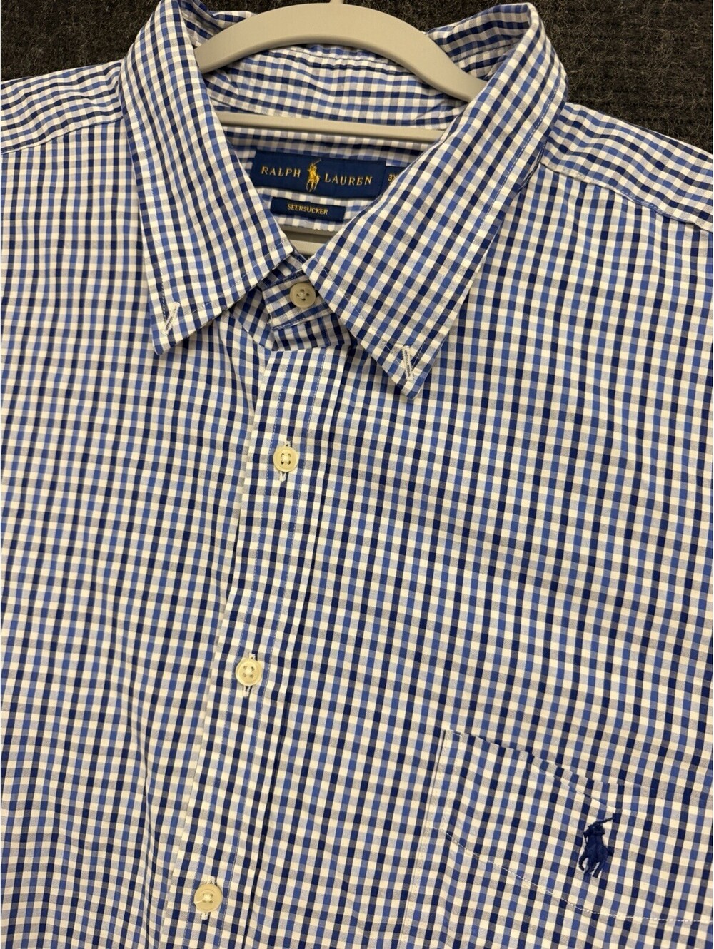 Polo Golf Ralph Lauren Mens Sz 3XB Blue White Cotton Checkered Polo Shirt Plaid
